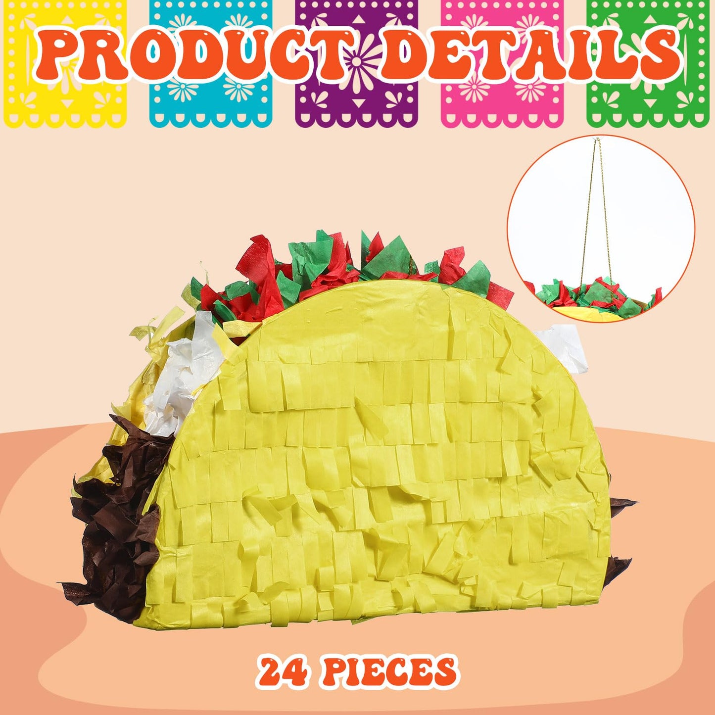 Harrycle 24 Pcs Mini Taco Piñatas for Cinco De Mayo Mexican Little Fiesta Taco Piñata Bulk for Mexican Carnivals Tuesday Event Party Favors, 5.9 x 3.9 x 1.6 Inches