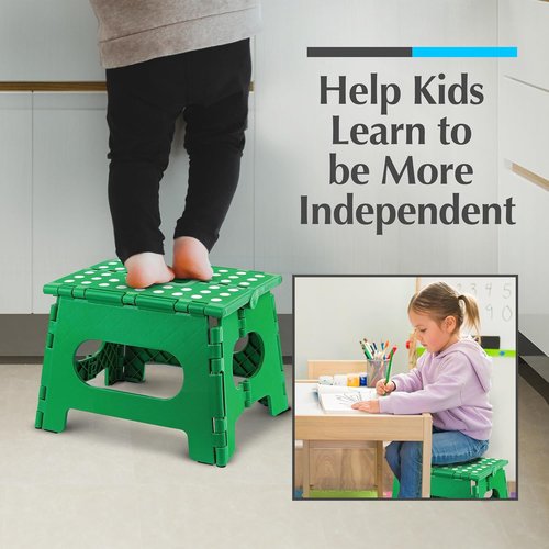 Handy Laundry Folding Step Stool - Lightweight & Sturdy for Adults and Kids - Easy One-Flip Design | Green