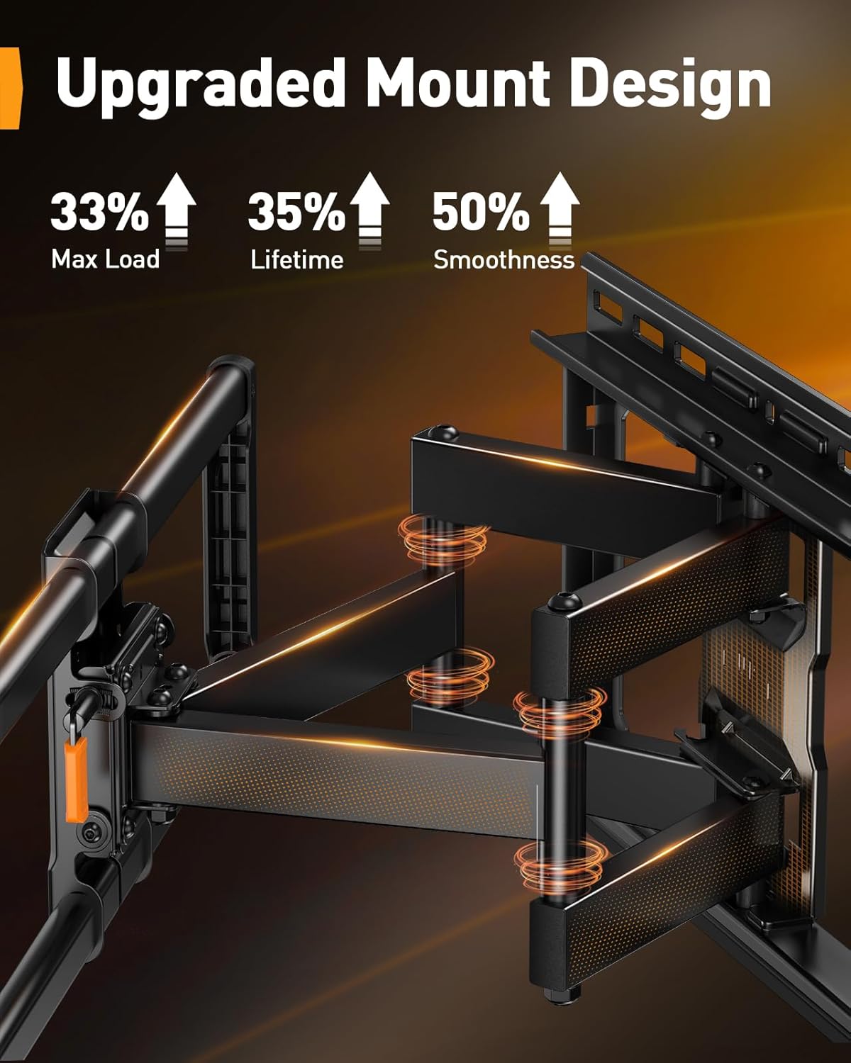 Perlegear Full Motion TV Wall Mount - Fits 42-97 Inch TVs Up to 132 lbs | Tool-Free Tilt & Swivel