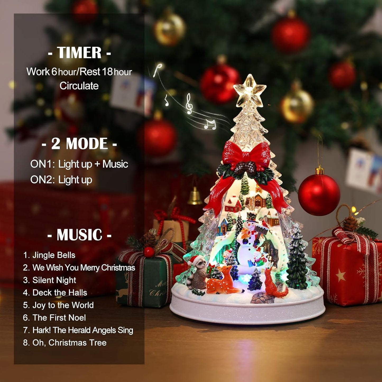 Priddop Christmas Village Scene - Animated Rotating Snowman with LED Lights & Music | Collectible Decor