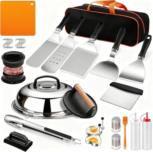 Blackstone Griddle Accessories Kit - 28-Piece Hibachi Tools Set with Spatula, Burger Press & Trivet Mat | Perfect BBQ Gifts for Men