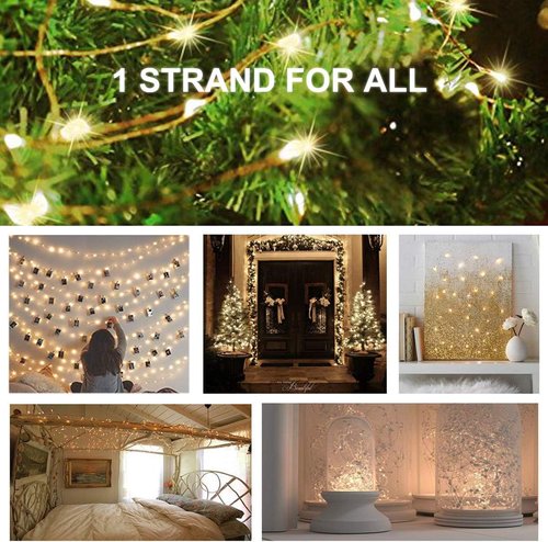 Decute 100 LED Photo Clip String Lights - 33FT USB Powered Fairy Lights for Pictures | Warm White