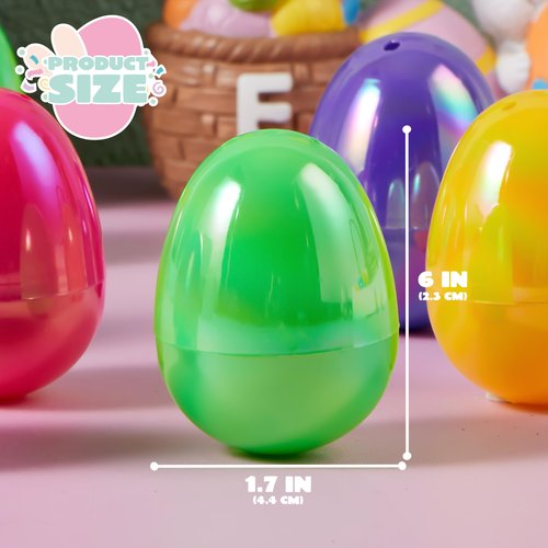 JOYIN 24 Pcs 2.3" Easter Eggs Iridescent Color for Filling Specific Treats, Easter Theme Party Favor, Eggs Hunt Game, Basket Stuffers Filler, Classroom Prize Supplie