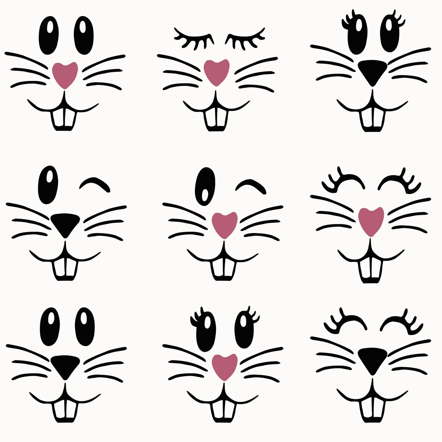 18 Pcs Easter Bunny Face Vinyl Decals - Bunny Faces DIY Craft Vinyl Art Stickers, Wall Decals, Glass Window Stickers