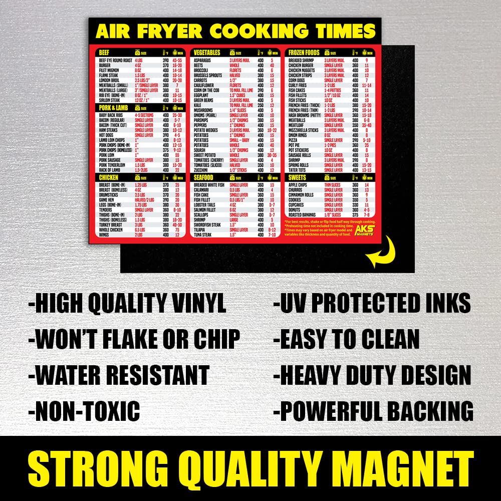Air Fryer Magnetic Cheat Sheet - Large Print Easy to Read Airfryer Accessory - Air Fryer Cooking Times Chart Magnet, Airfry Cookbook Guide, Kitchen Cheat Sheet, Airfryer Oven Accessories 2026 (Red)