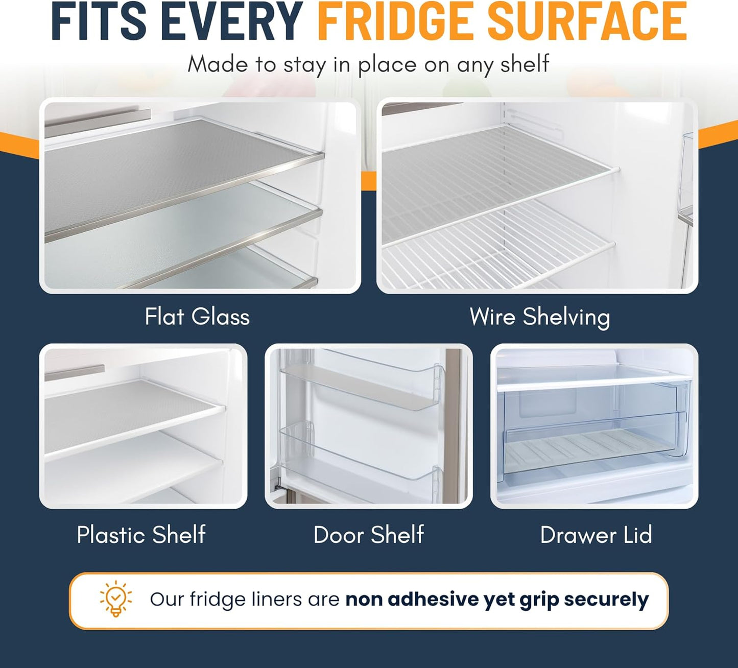 Linda’s Essentials Refrigerator Liners - Non-Adhesive, BPA-Free Shelf Mats | 8 Pack, Easy to Clean, Clear