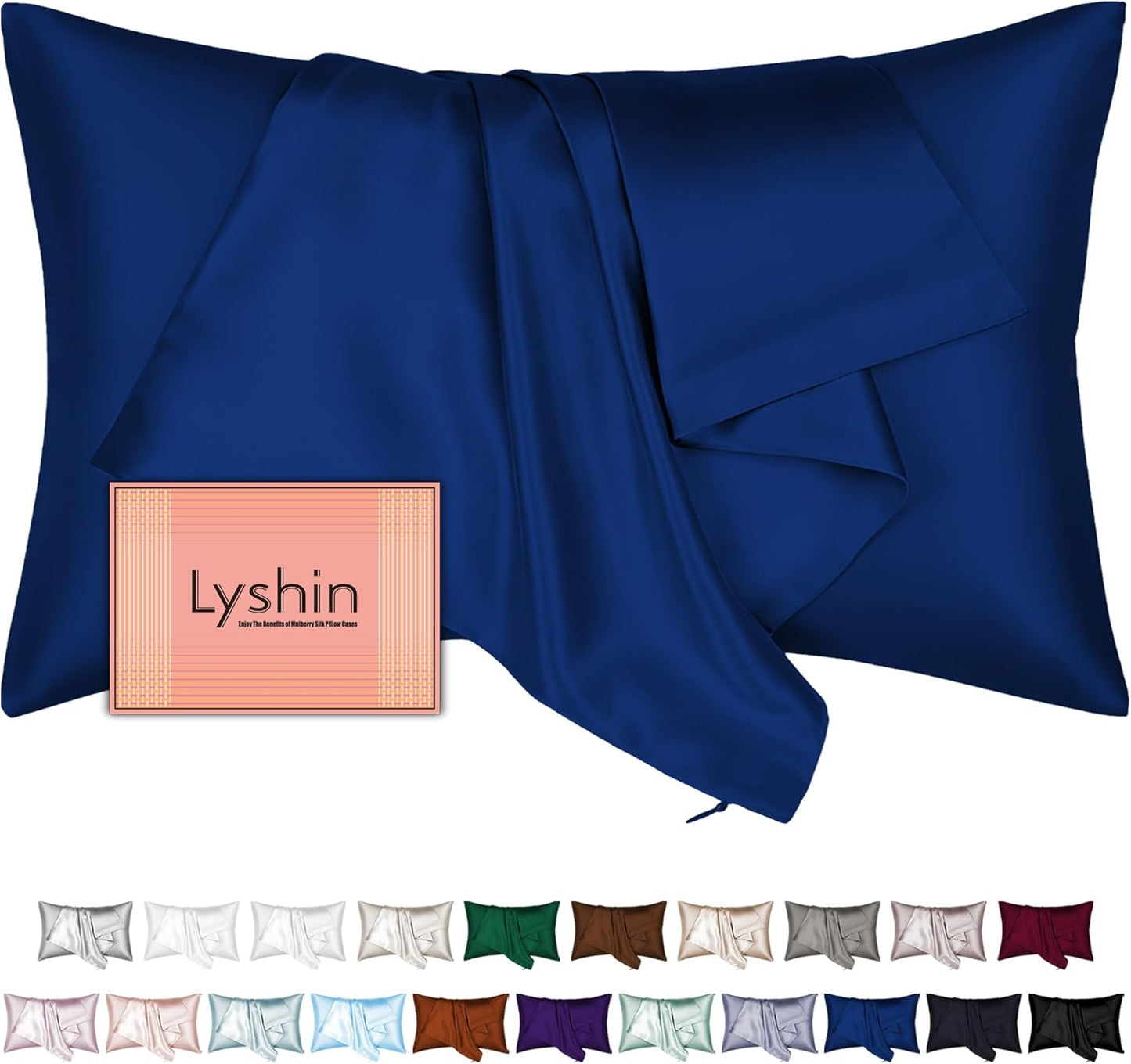 Skiennix Mulberry Silk Pillowcase - Standard Size, Hidden Zipper, Smooth & Breathable | Royal Blue