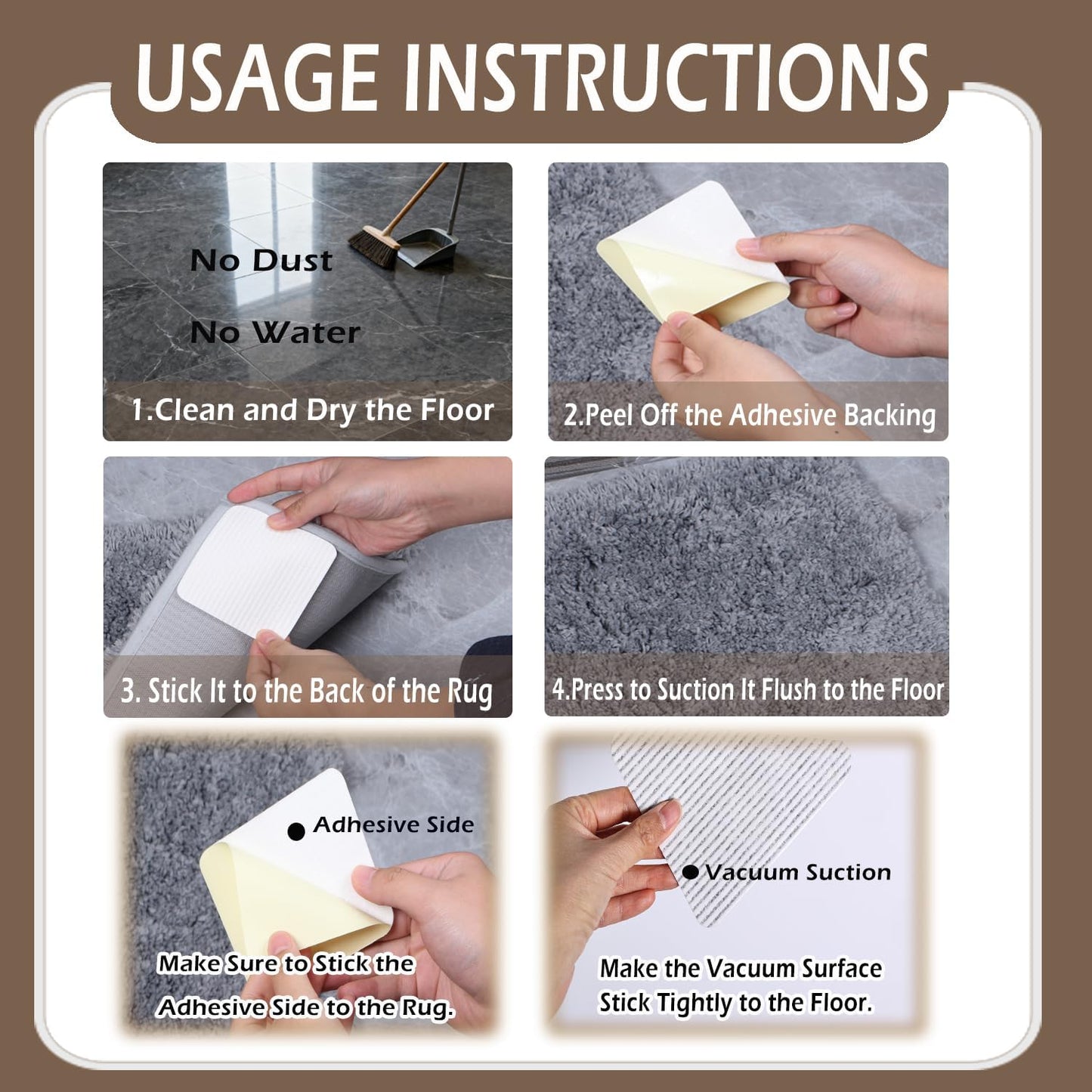 Skiennix Anti-Slip Carpet Grips - 8 Pcs Vacuum Technology Rug Pad Grippers for Hardwood Floors