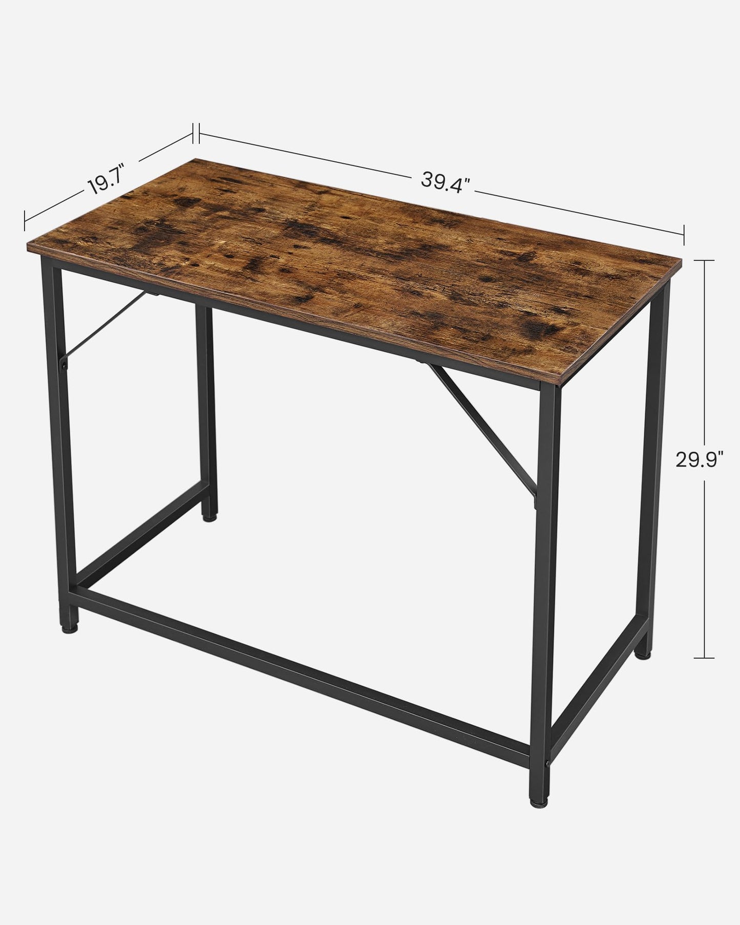 VASAGLE Computer Desk, Office Work Desk, 39.4 x 19.7 x 29.9 Inches, for Study, Bedroom, Home Office, Living Room, Rustic Brown and Ink Black ULWD41X