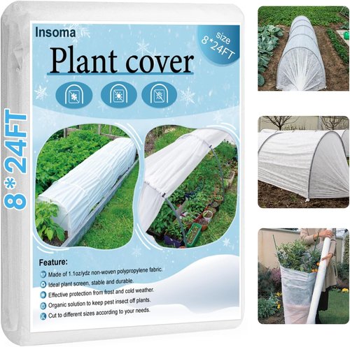 Insoma Plant Covers - 1.1oz/yd Floating Row Cover for Garden | 8' x 24' Frost Protection Blanket
