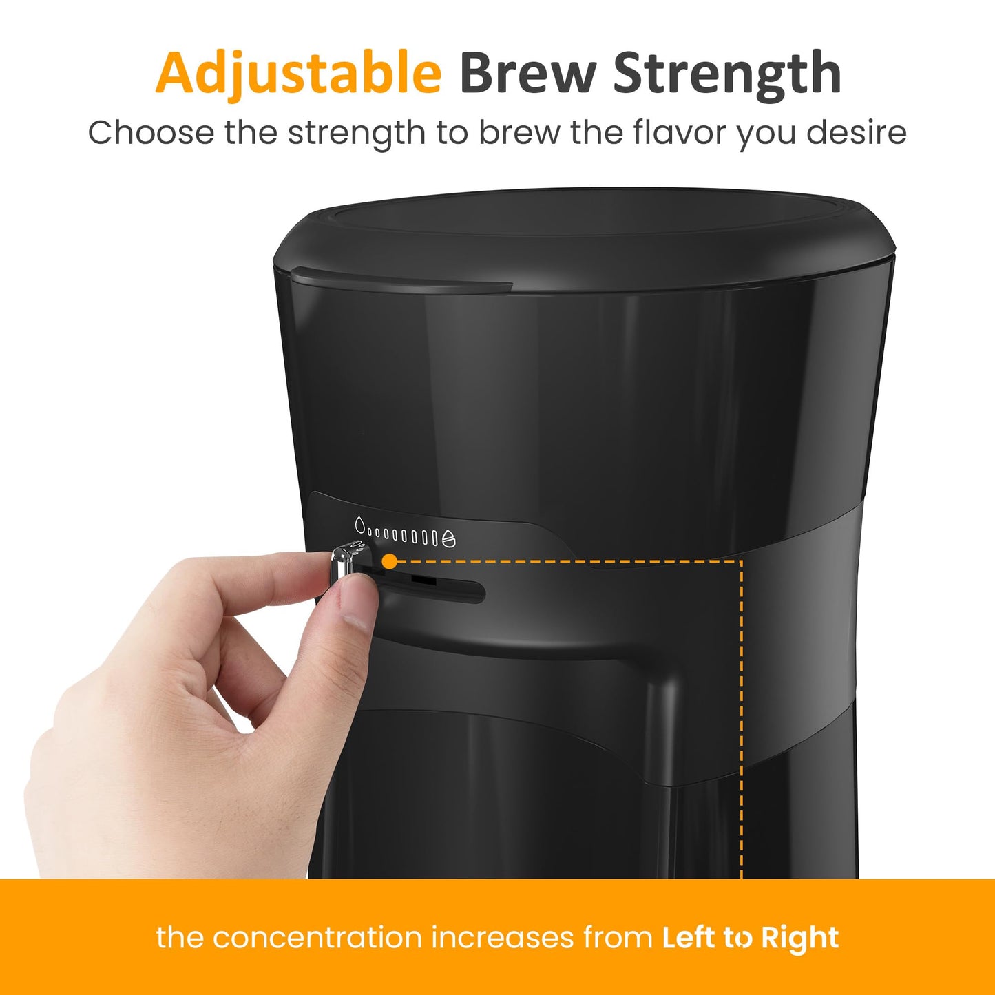 Iced Coffee Tea Maker with Reusable Filter Basket, 3 QT Pitcher, Iced Tea and Coffee Machine , Tea Makers for Iced Tea, Lattes, Lemonade and Flavored Water, Adjustable Brew Strength, Black and Silver