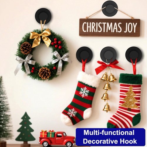 Bntuk Suction Cup Hooks - Durable Wreath Hangers for Doors & Windows | 2 Pack, Black