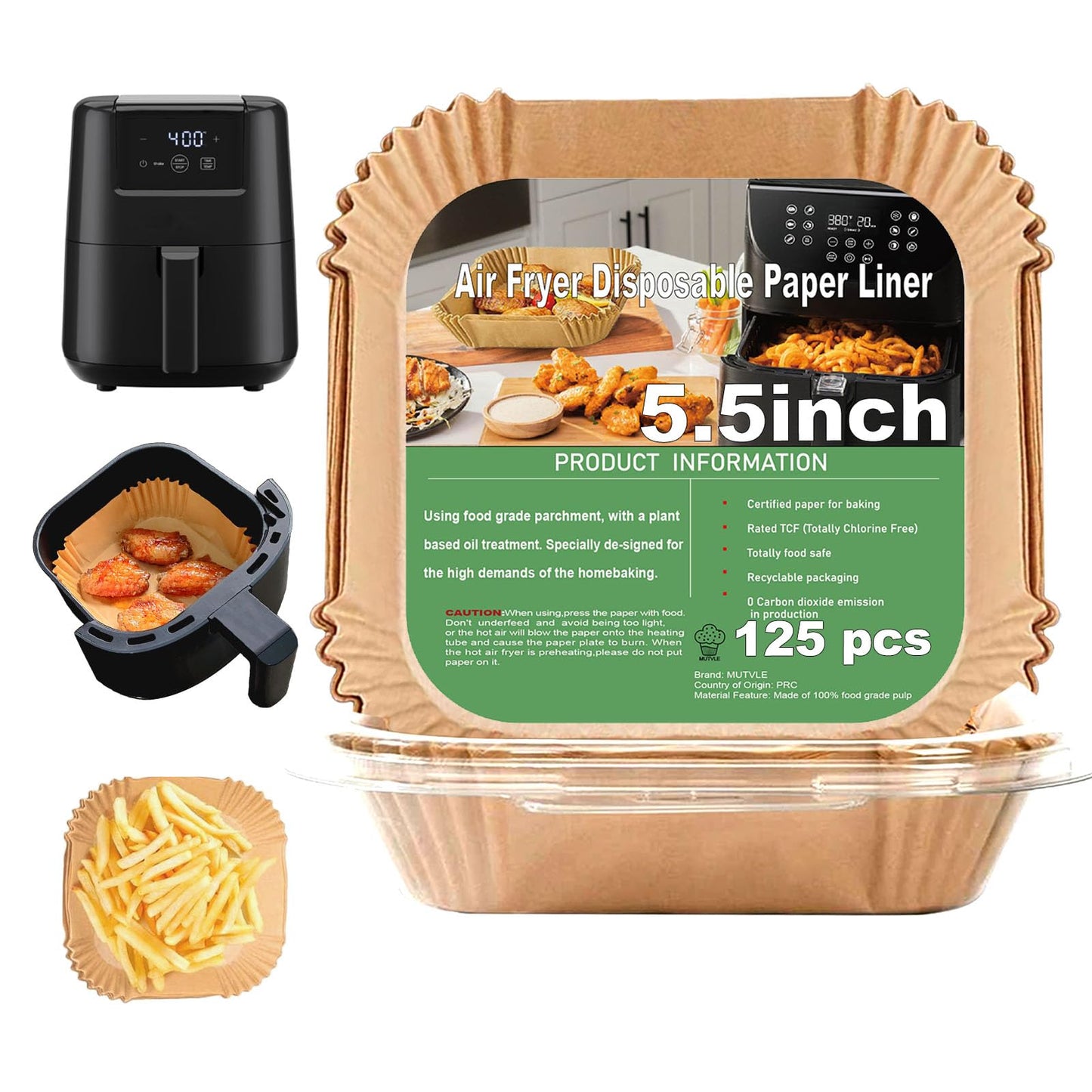 2 QT Air Fryer Liners for CHEFMAN 2 Qt Mini Air Fryer, Air Fryer Liners Disposable Small 2 qt 2.6qt, Small AirFryer Liners, DASH Air Fryer Liners
