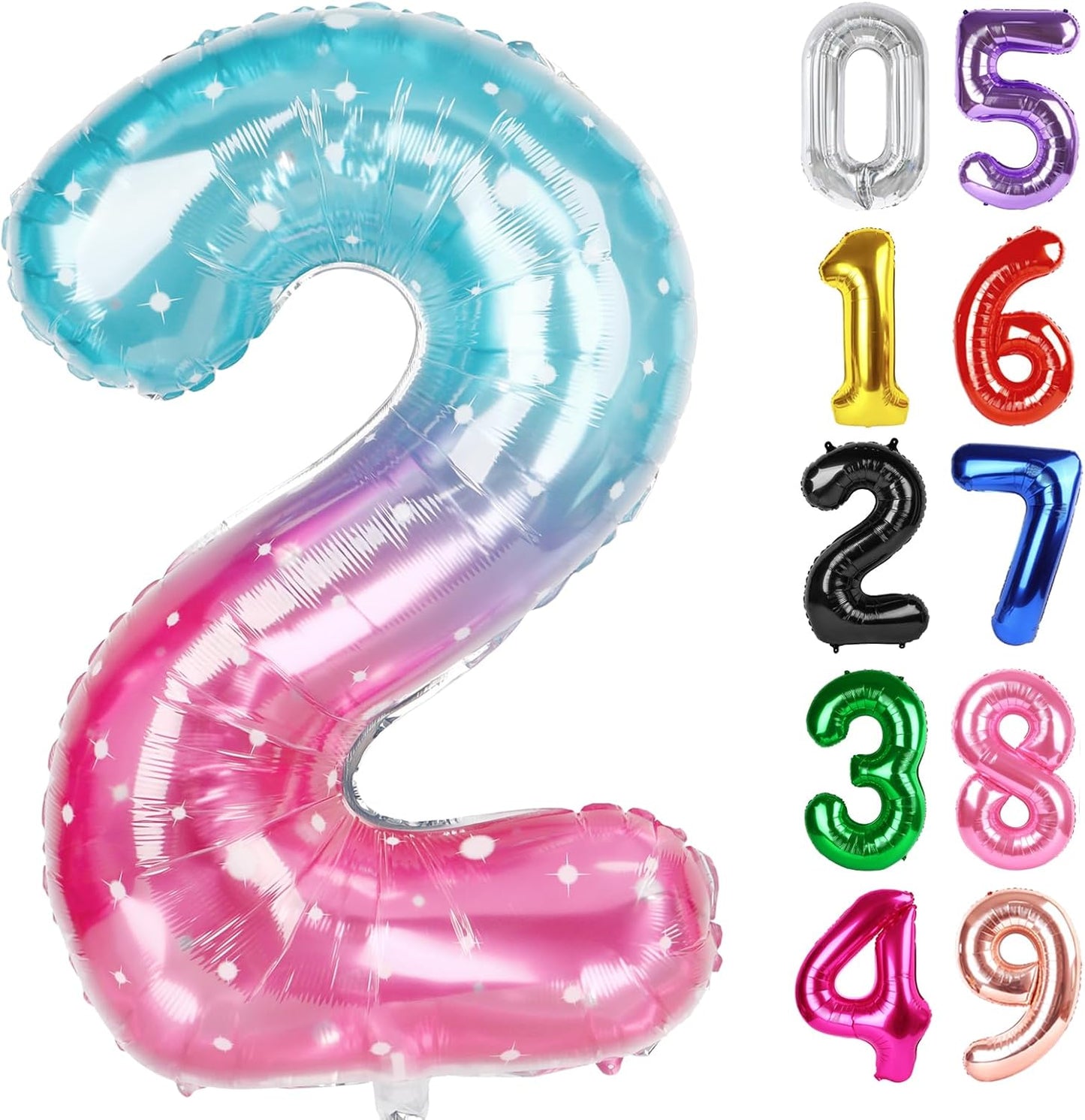 Starry Sky 40-Inch Number 2 Balloon - Sparkling 2nd Birthday Decoration for Kids