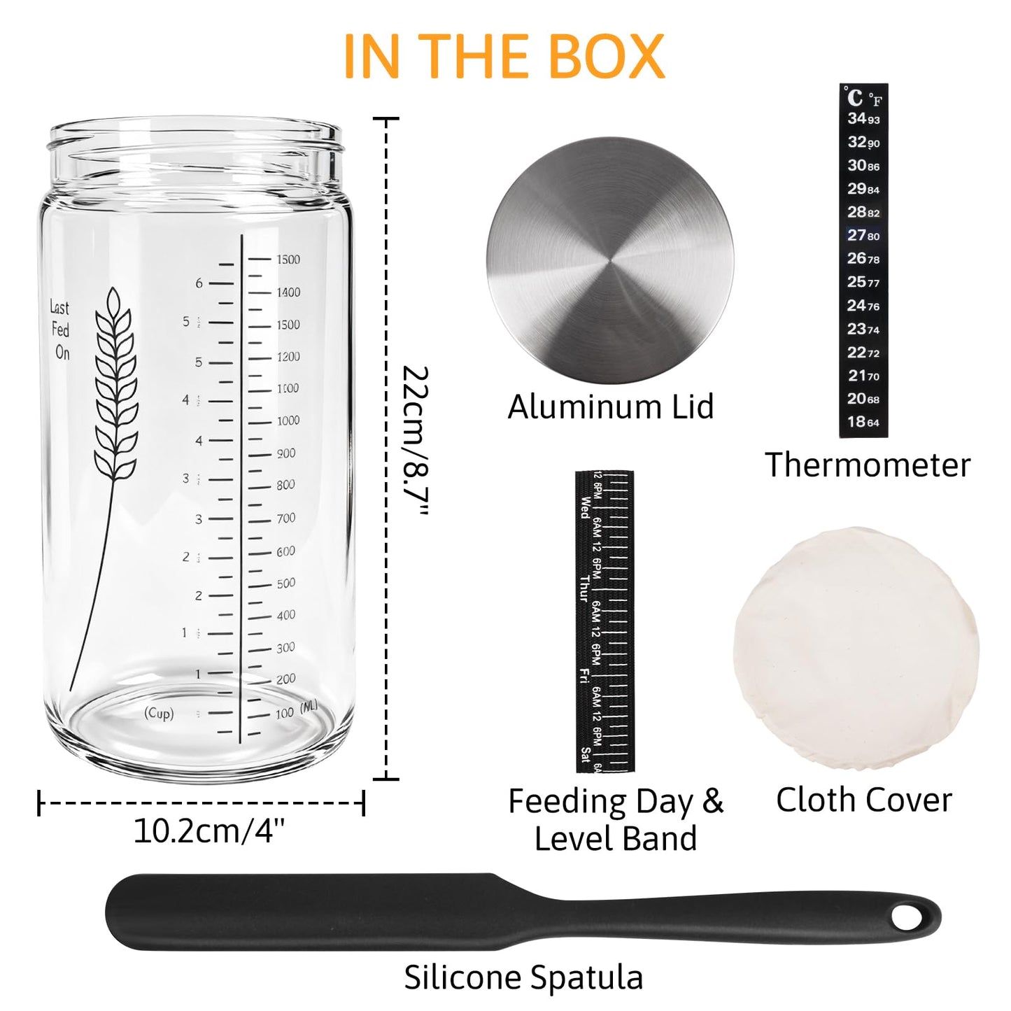 Rakovar Premium Sourdough Starter Jar Kit, 57oz Large Capacity Sourdough Jar, Sourdough Bread Starter Kit for Perfect Sour Dough Bread (Black, 2 Pack)