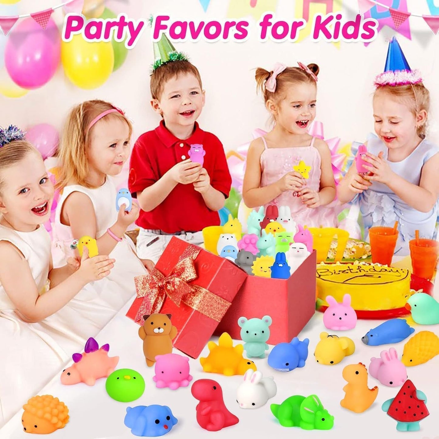 Skiennix 130-Piece Kawaii Squishy Toys Set - Fun Fidget Toys for Classroom Prizes & Birthday Gifts