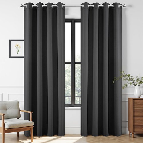 Joydeco Grey Blackout Curtains - 84 Inch Long Thermal Insulated Room Divider Drapes | Noise Reducing, 2 Panels