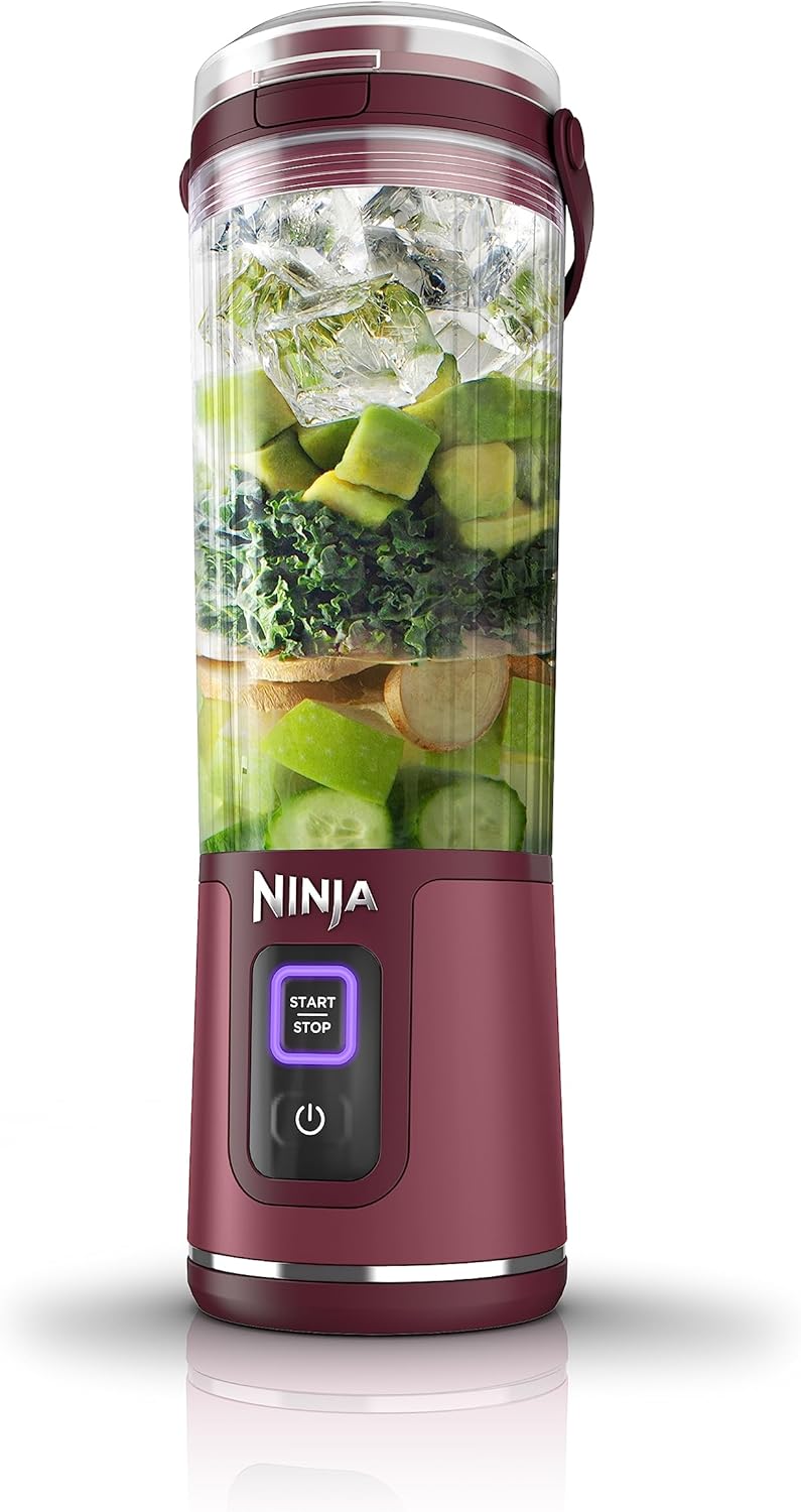 Ninja BC151CR Blast Portable Blender - Cordless 18oz Personal Blender for Smoothies & Shakes | BPA Free, USB-C Rechargeable, Leakproof Lid, Cranberry Red