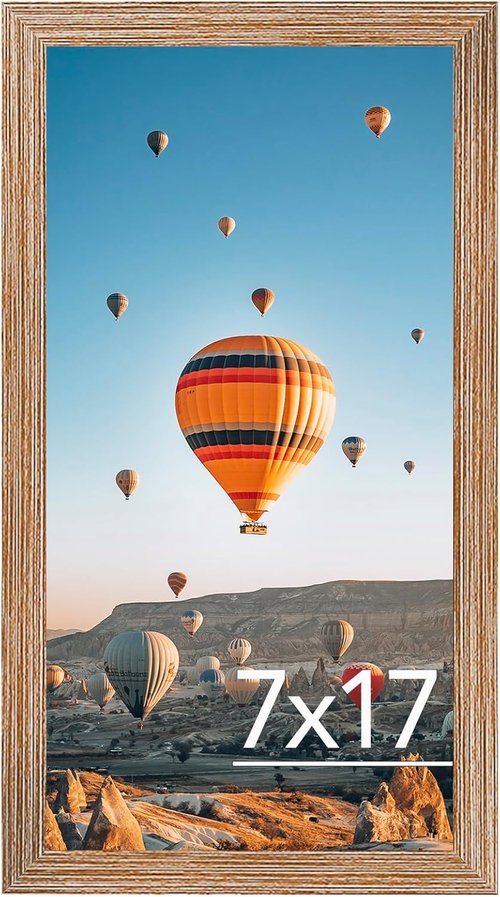 JCJMY 7x17 Picture Frame - Rustic Brown Wall Gallery Frame for Horizontal & Vertical Photos