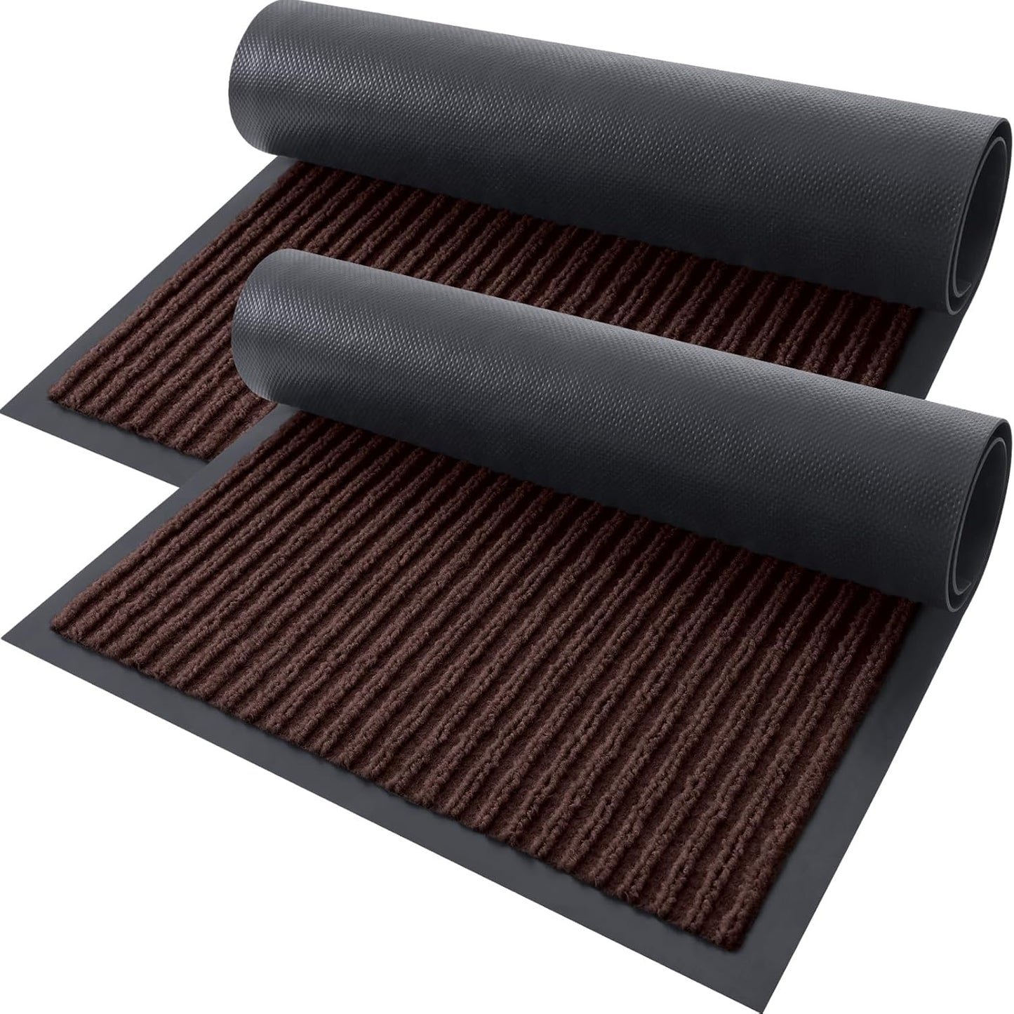 OLANLY Heavy-Duty Waterproof Doormat | 2-Pack Indoor Outdoor Entrance Mats, 29.5 x 17 Inch, Easy Clean, Fade Resistant, Brown
