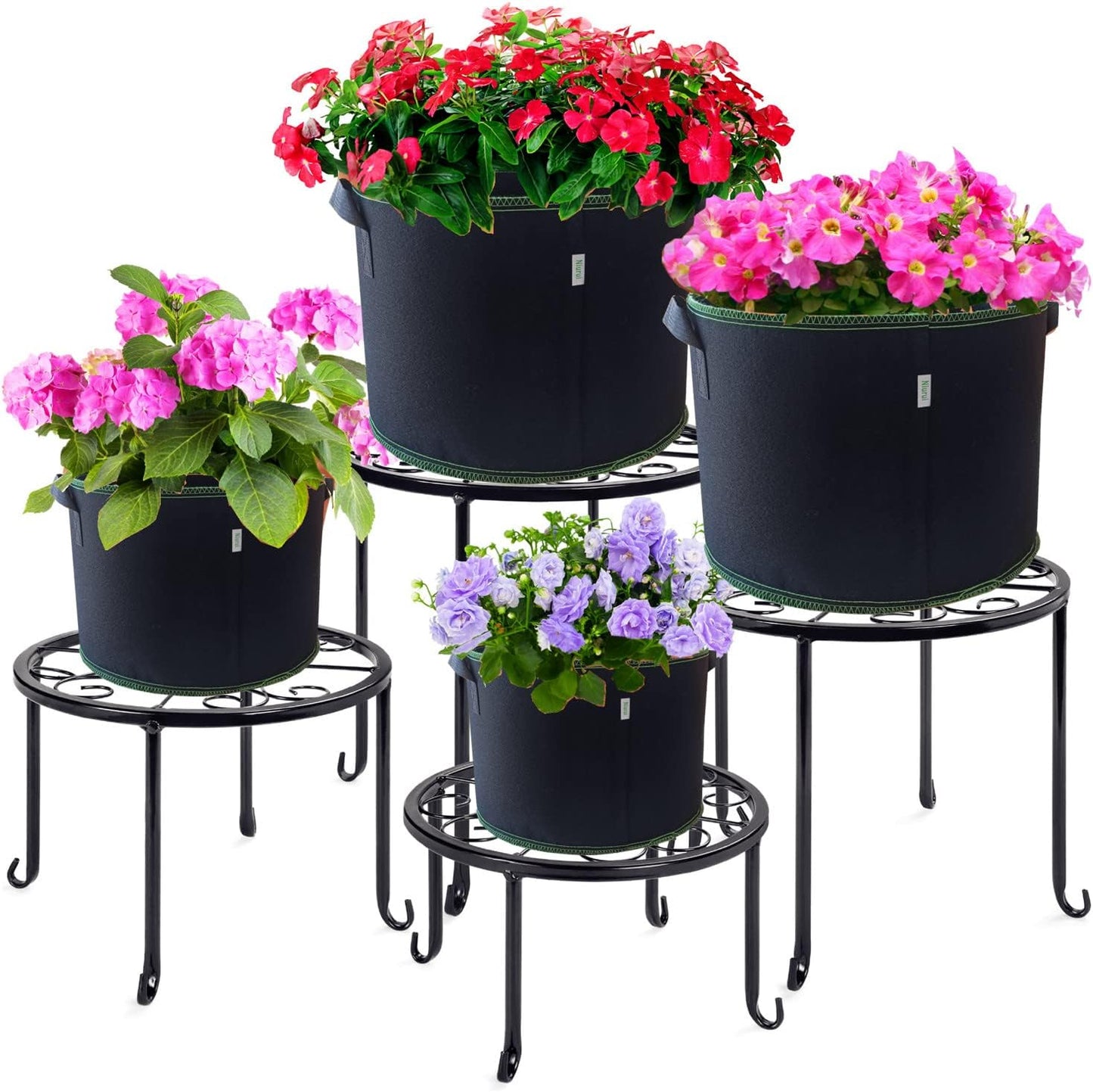 Niurui 5-Pack 5 Gallon Grow Bags - 300G Thick Nonwoven Fabric Pots with Handles for Easy Plant Training