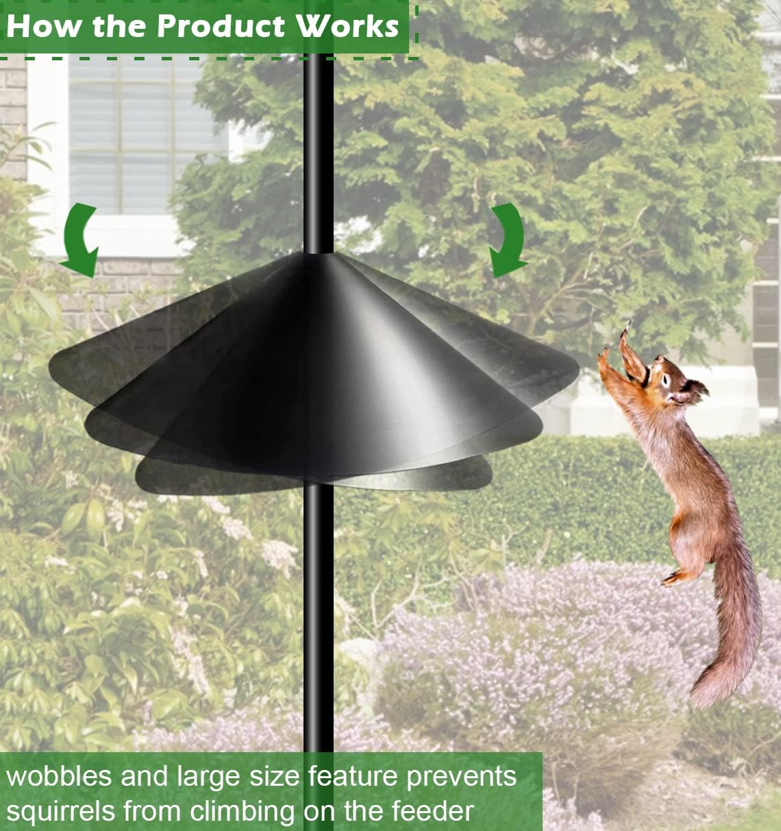 Skiennix 19-Inch Squirrel Proof Baffle - Protect Bird Feeders & Houses | Black, 1 Pack