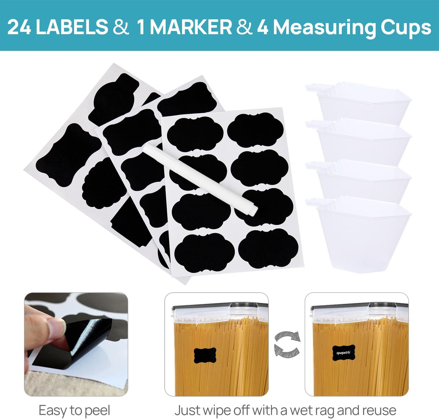 Vtopmart Airtight Food Canisters - 10 PCS Flour & Sugar Storage Containers, BPA-Free, Black
