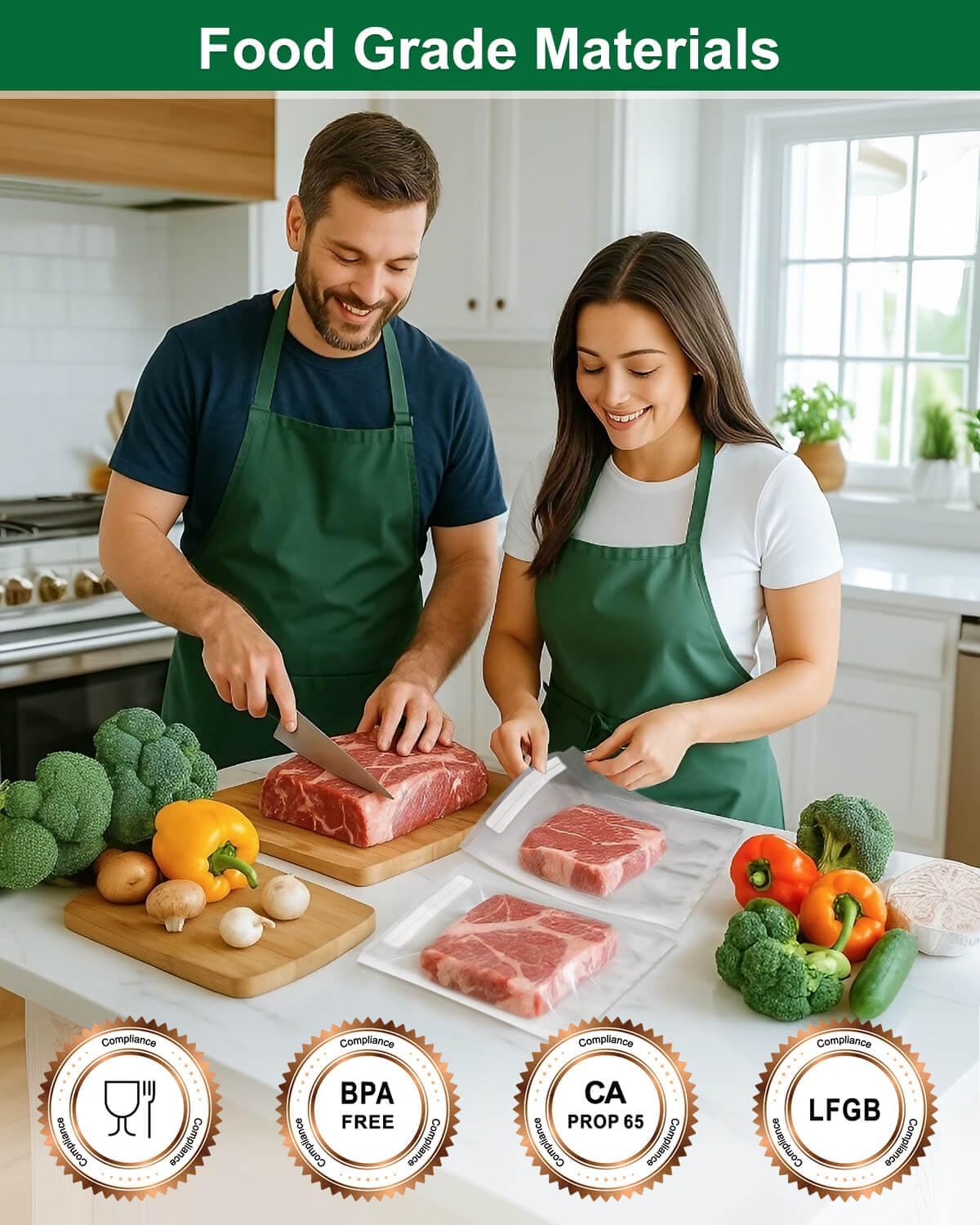 Quart Vacuum Sealer Bags - Heavy Duty BPA-Free Food Storage | 8x11 Inch, 100 Count, Precut