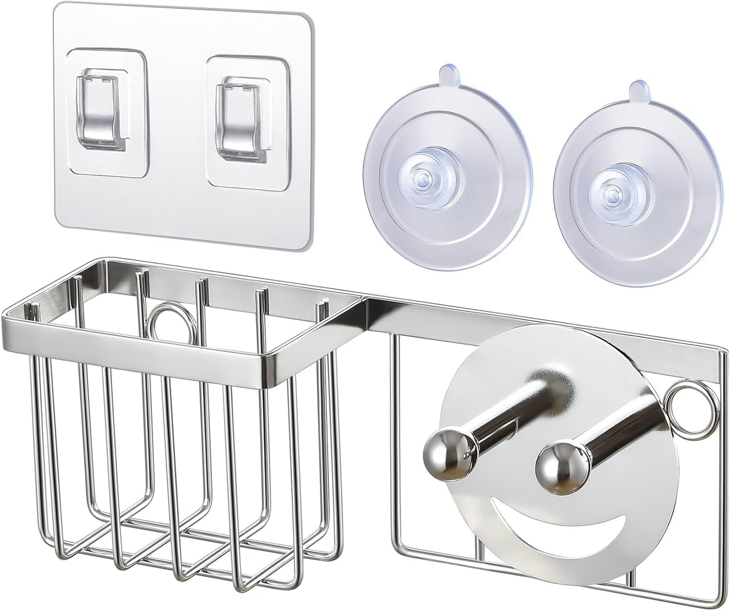 Scrub Daddy Sponge Holder - Rust-Proof Kitchen Sink Organizer with Suction Cups & Hooks | Space-Saving Design
