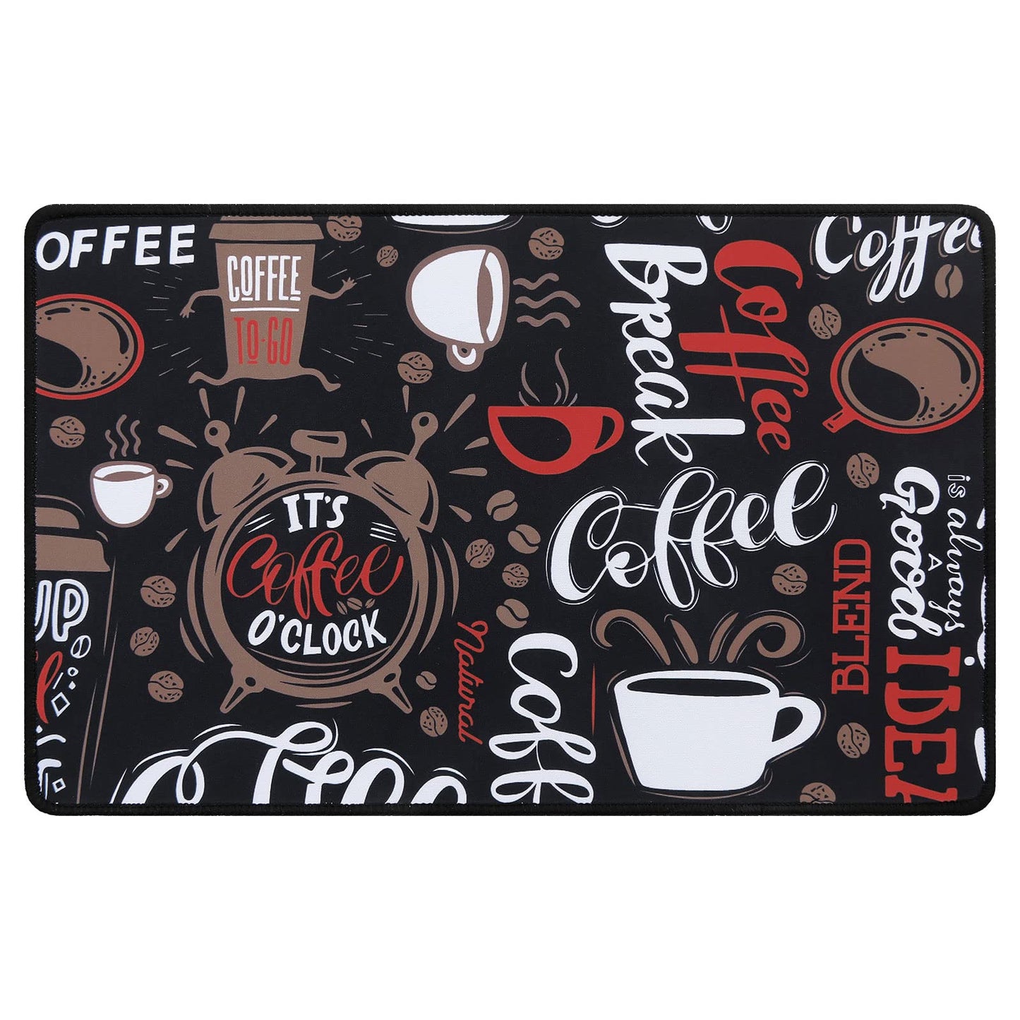 SHACOS Coffee Bar Mats 2-pack, 12x19 Inch Absorbent Non-Slip Rubber, Waterproof & Heat Resistant, Black