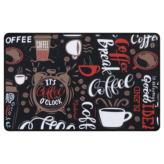 SHACOS Coffee Bar Mats 2-pack, 12x19 Inch Absorbent Non-Slip Rubber, Waterproof & Heat Resistant, Black
