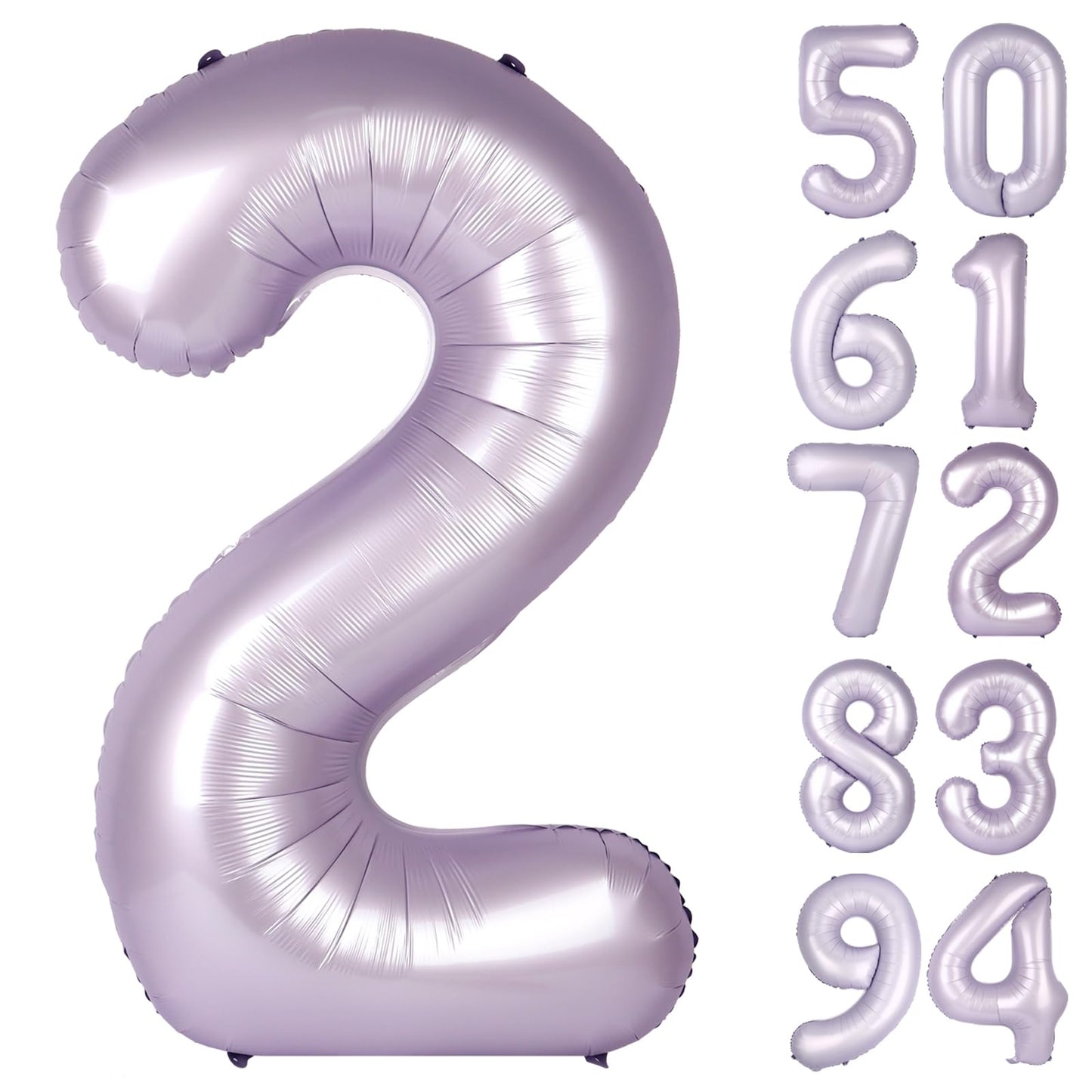 Lilac 2 Balloon, Number Balloons 40 Inch, 2nd Balloon Number Birthday Decorations, Lavender Second Two Birthday Party Supplies, Number 2 Balloon