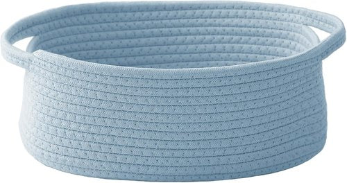 JMvicyroam Woven Basket - Small Rope Storage Bin with Handles for Organizing Shelves & Closets | Blue