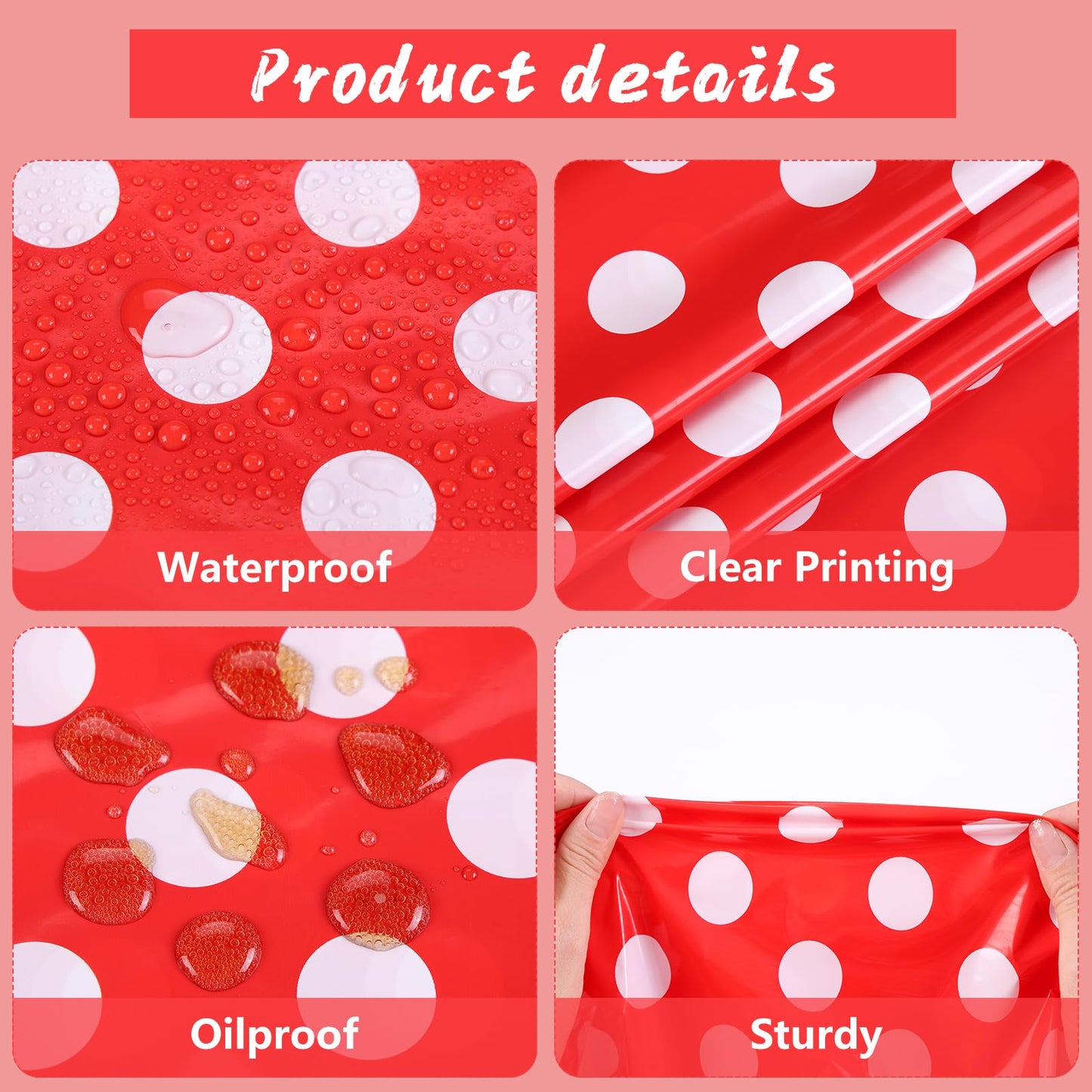 Kesfey 3 Pack Red Polka Dot Table Cloths 54 x 108 Inch Mickey Minnie Mouse Tablecloth Disposable Plastic Red Waterproof Rectangle Picnic Table Covers Christmas Carnival Tablecloths for Birthday Party