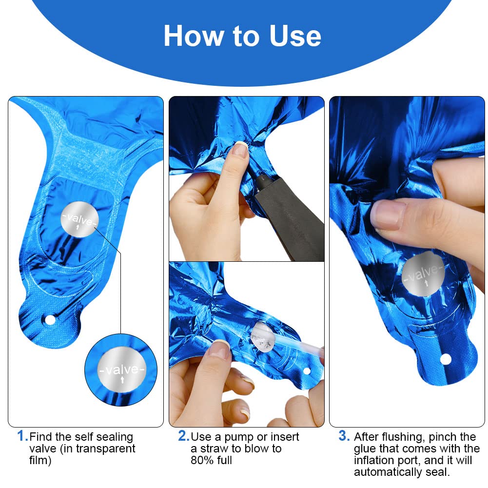 OFFCUP 40 Inch Blue Number 1 Balloon for 1st Birthday Decoration, Birthday Balloons Large Foil Number 1 Balloons Self Inflating for Boys Girls Men Women Birthdays Anniversary Party Decorations