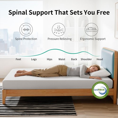 FDW 6 Inch Twin Mattress - Medium Firm Gel Memory Foam with Cooling Ventilation & Pressure Relief | White, Washable Cover