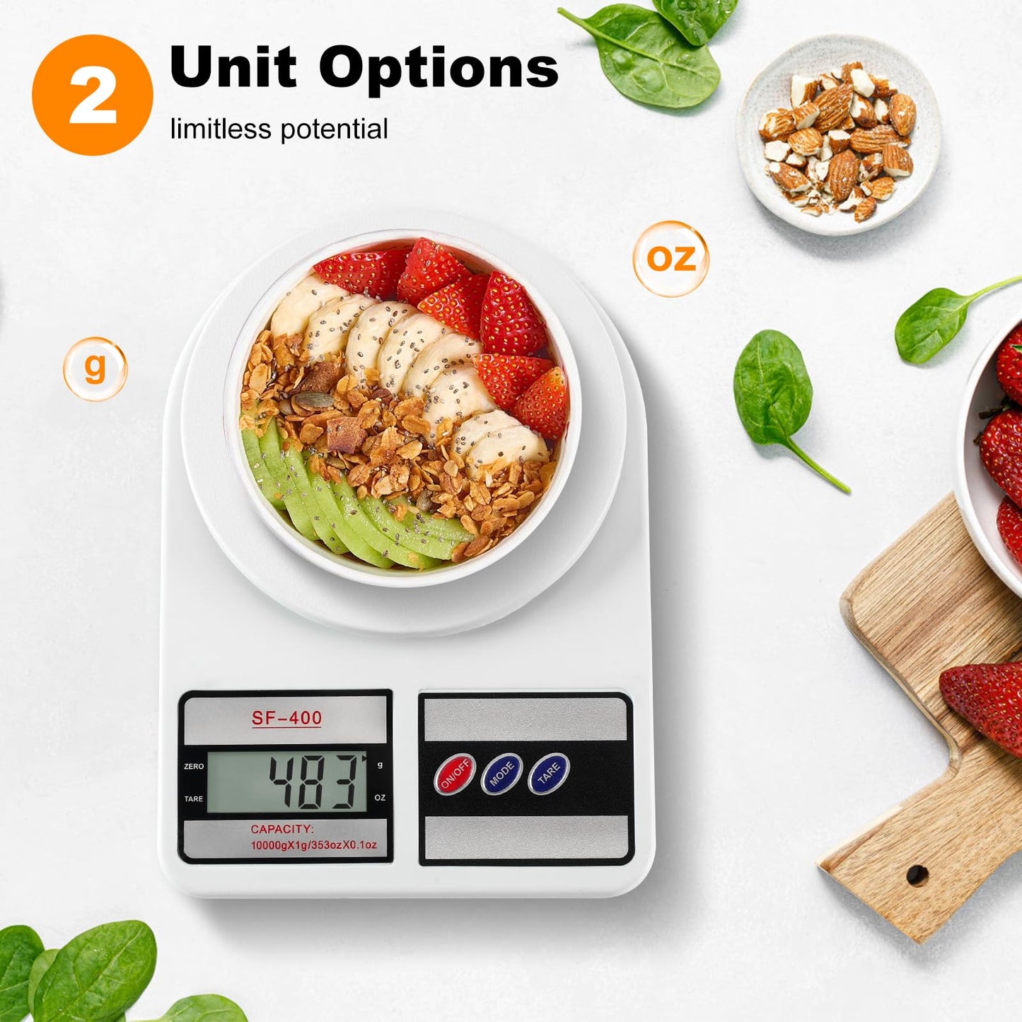 Partyreal Digital Kitchen Scale Capacity, Stainless Steel Food Scale with oz/g Units | Replaceable Battery Power | Ideal for Meal Prep, Cooking, Baking