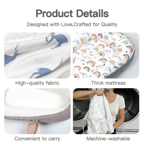 Infant Support Cushion - Breathable 100% Organic Cotton Tummy Time Mat | Portable Newborn Floor Cushion - Dinosaur World