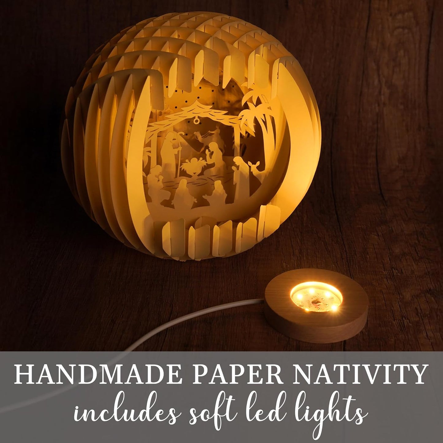 Skiennix Light Up Nativity Scene - LED Tabletop Christmas Decorations | Small Religious Gifts