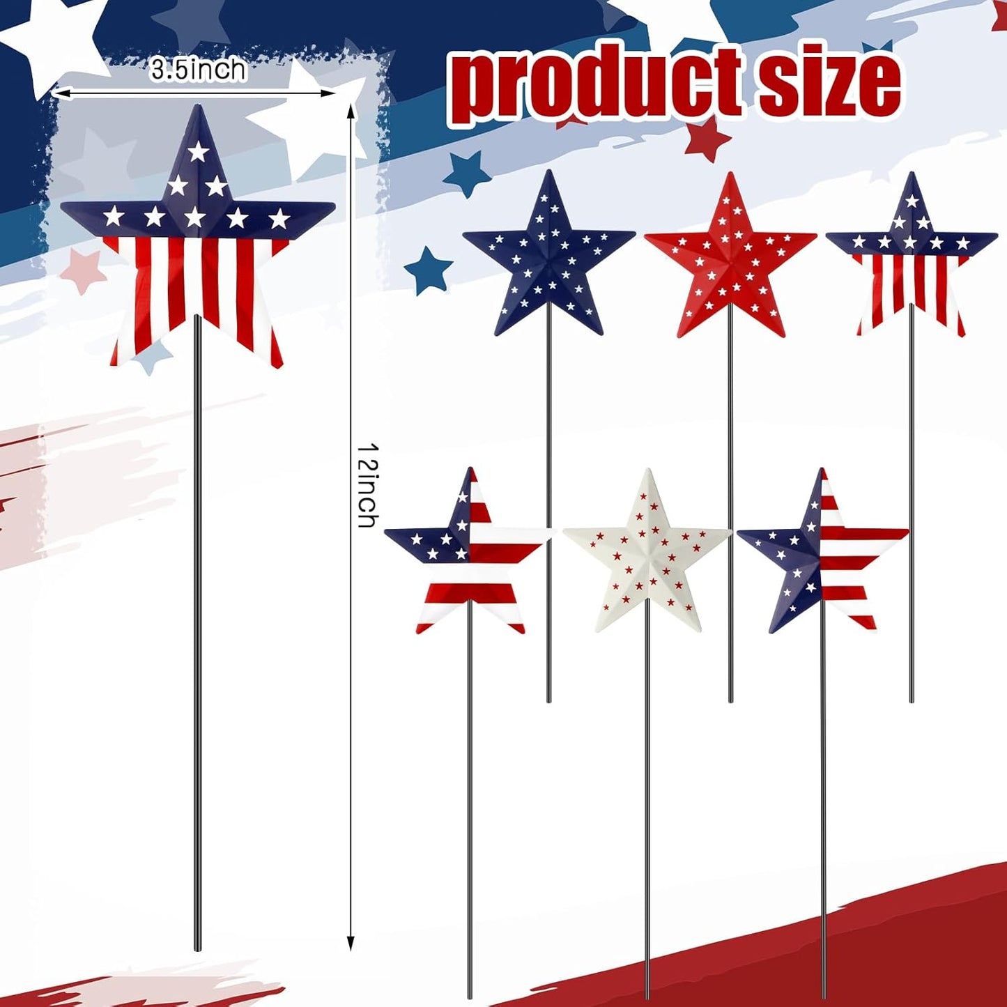 Pickmesh 12" Patriotic Metal Yard Sign - 6 Pcs Red, White & Blue Garden Stakes for 4th of July Decor