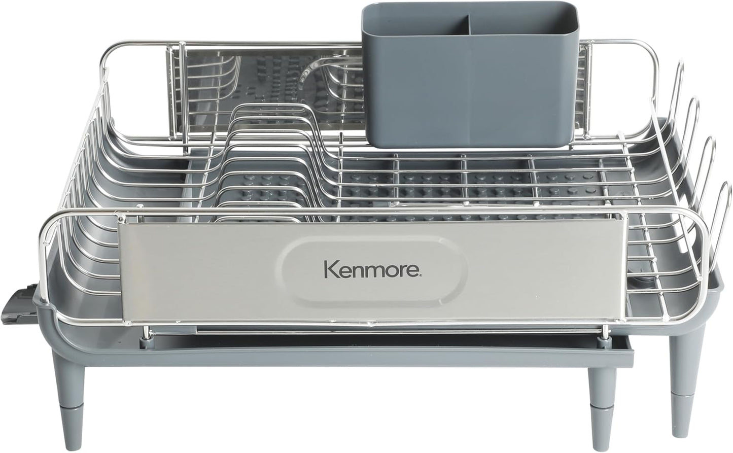 Kenmore Expandable Full Size Dish Rack - Rust Resistant with Drain Board & Flatware Caddy