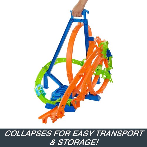 Hot Wheels Track Set - Epic Crash Dash with 5 Crash Zones & Motorized Booster | Includes 1:64 Scale Car