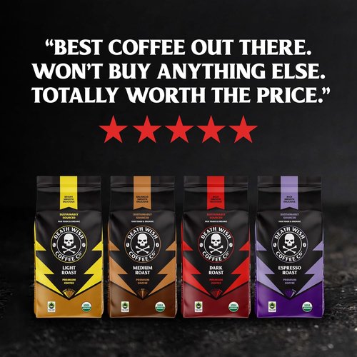 Death Wish Coffee - Organic Fair Trade Espresso Roast Ground Coffee - 14 Ounce Pack