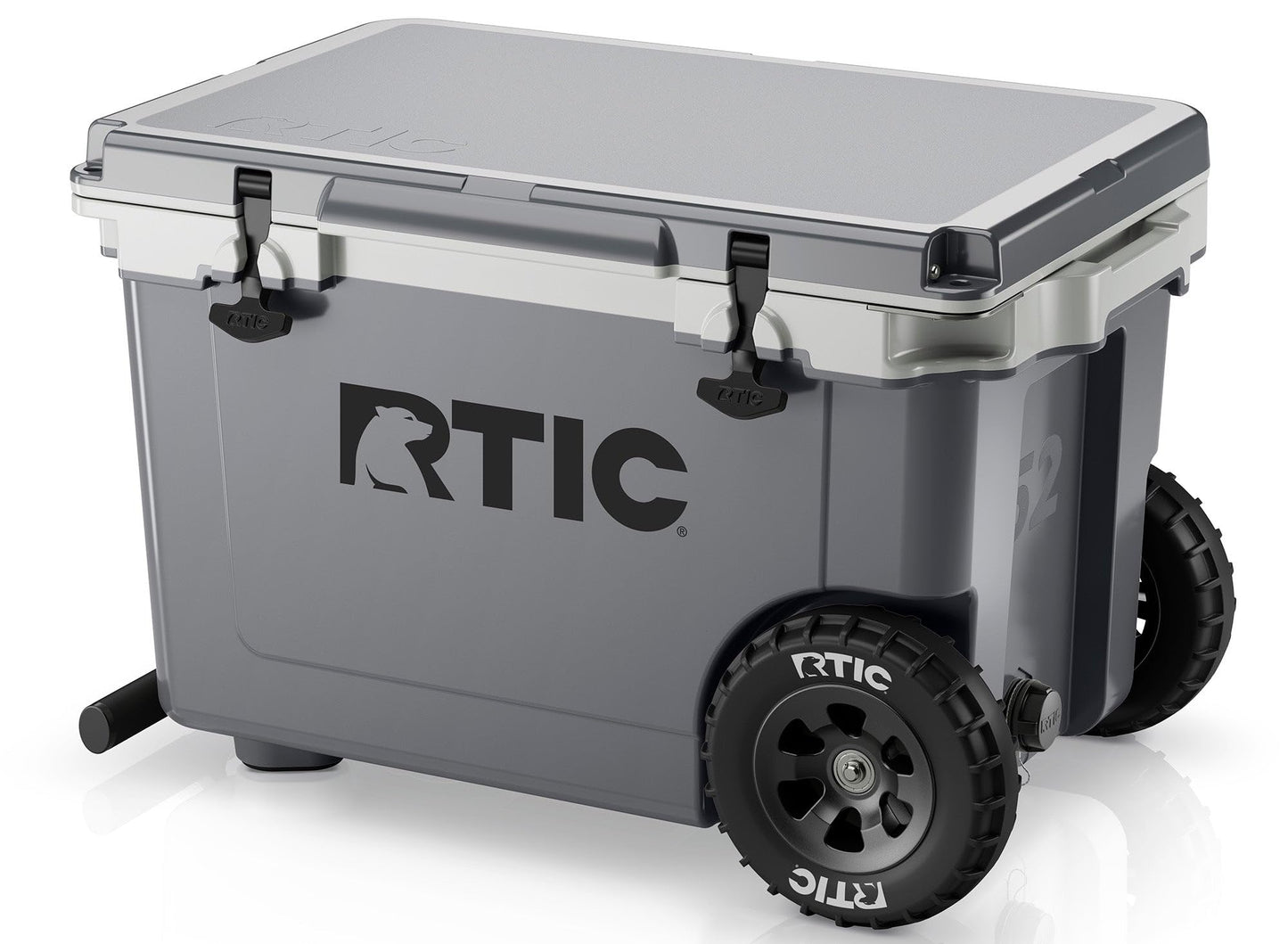 RTIC 52 Quart Ultra-Light Wheeled Hard Cooler Insulated Portable Ice Chest Box for Beach, Drink, Camping, Picnic, Fishing, Boat, Barbecue, 30% Lighter Than Rotomolded Coolers, Dark Grey & Cool Grey