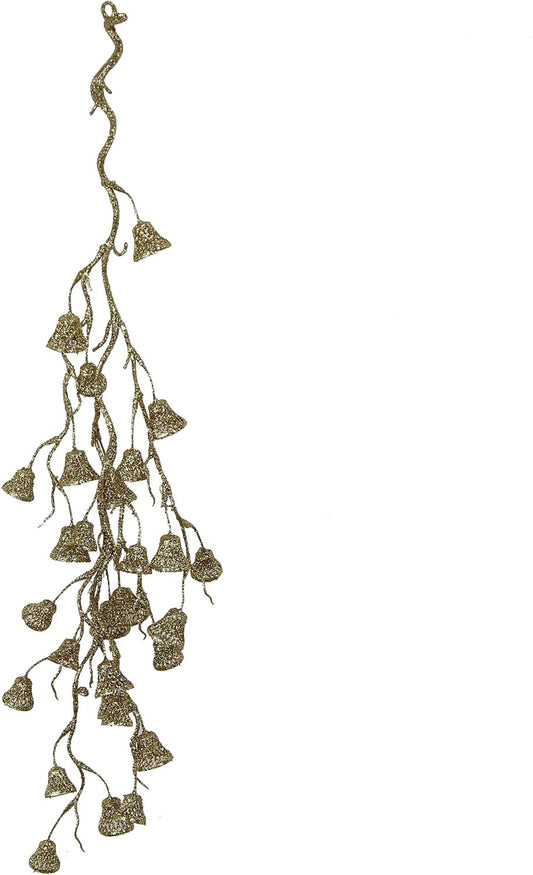 28" Glitter Bell Hanging Spray - Holiday Christmas Tree & Home Decor, Gold