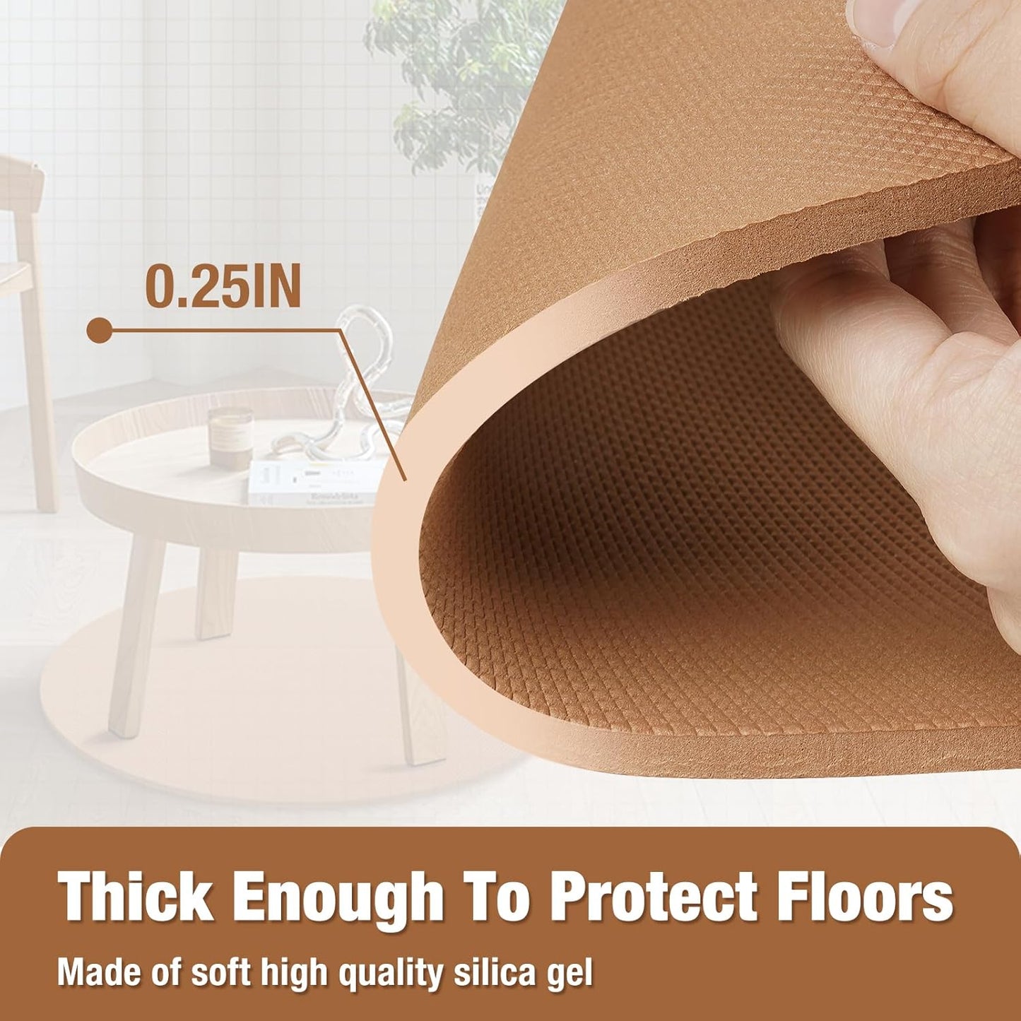 Skiennix Recliner Pads - Round Rubber Floor Mats Protect Hardwood & Tile from Scratches | Coffee Color