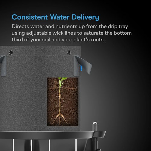 AC Infinity Self-Watering Fabric Pot Base - 4-Pack Auto-Irrigation System with Reservoir Meter for Indoor & Outdoor Gardens