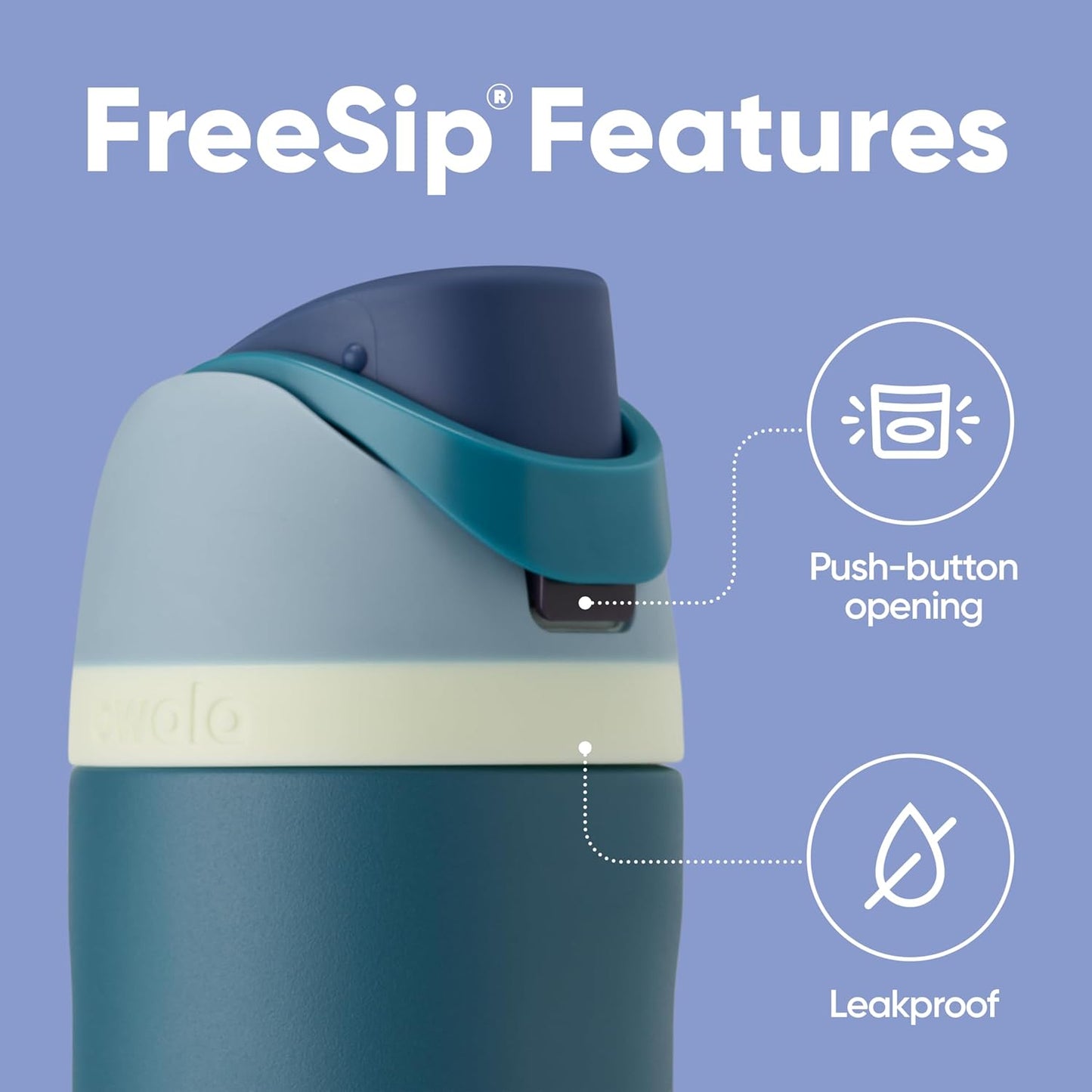 Owala FreeSip Insulated Stainless Steel Water Bottle - BPA-Free, 24 Oz, Denim | Perfect for Travel