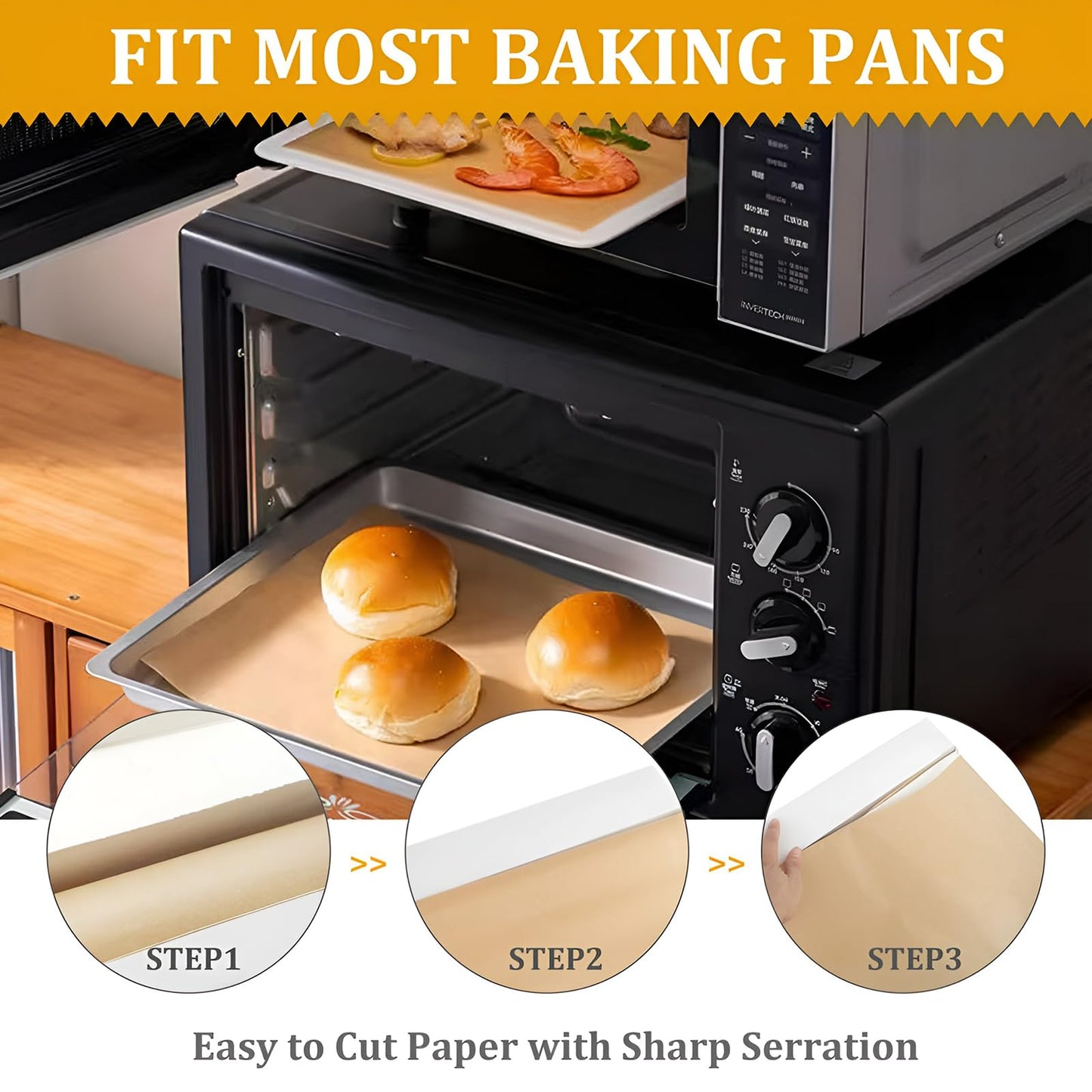 Unbleached Parchment Paper for Baking, 15 in x 220 ft, 275 Sq.Ft, Heavy Duty Baking Paper with Slide Cutter, Non-stick Brown Parchment Paper Roll for Cooking, Air Fryer, Steaming, Baking Bread