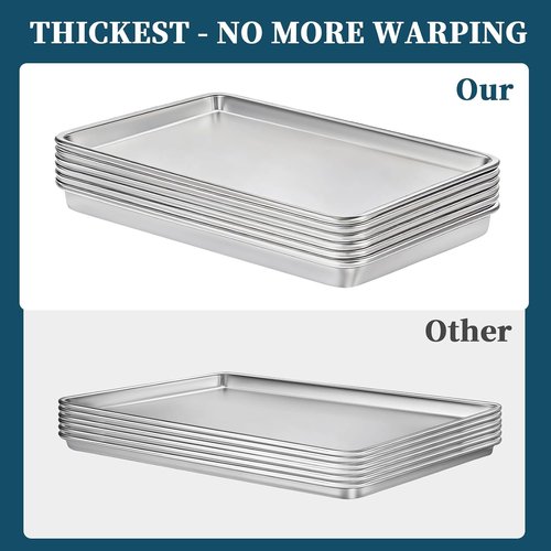 Bastwe Baking Sheet Pan - Full Size Commercial Quality Aluminum Cookie Tray | 26 x 18 Inch, 6 Pack